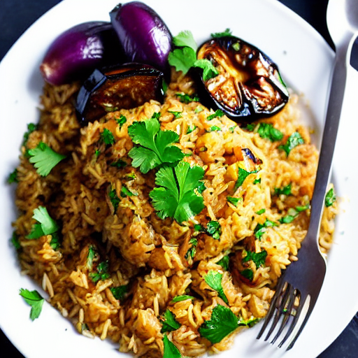 Rice with Roasted Eggplant