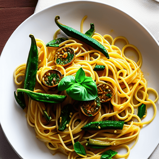 Pasta with Bhindi