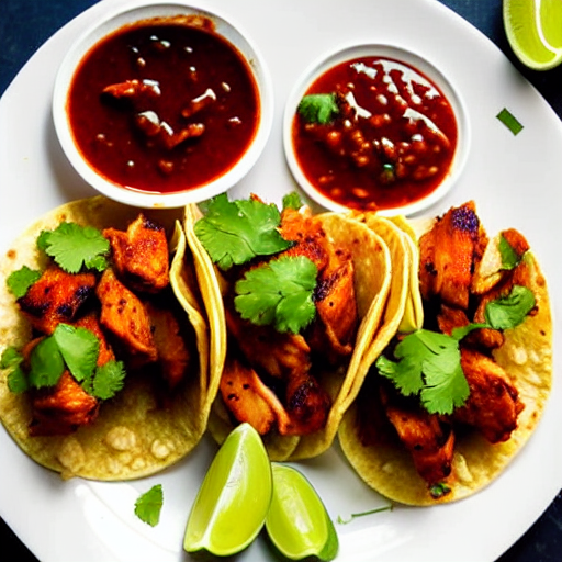 Tacos de Pollo en Salsa de Tamarindo y Cilantro