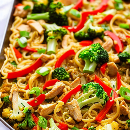 Halal Chicken and Cauliflower Stir-Fry Bake Noodle Casserole