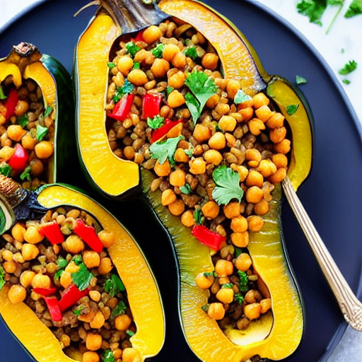 Stuffed Acorn Squash with Rice and Lentils and Chickpeas and Quinoa and Lentils and Chickpeas and Rice and Lentils