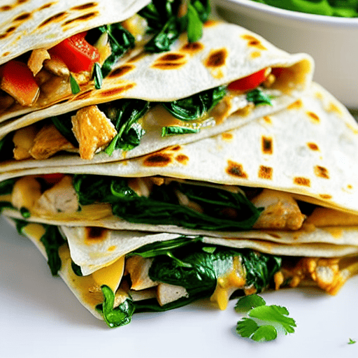 Halal Chicken and Spinach Quesadilla
