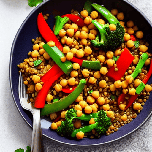 Chickpea and Vegetable Stir-Fry with Lentils