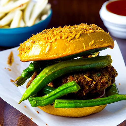 Keto Bhindi Fry Burger