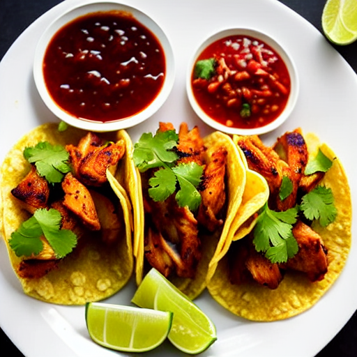 Tacos de Pollo en Salsa de Tamarindo y Piña y Cilantro