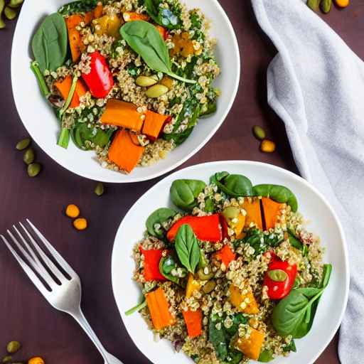 Roasted Vegetable and Quinoa Salad with Lentils and Spinach and Chickpeas and Lentils and Spinach and Lentils and Spinach and Lentils and Spinach and Lentils and Spinach and Lentils