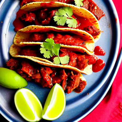 Tacos de Res con Salsa Roja