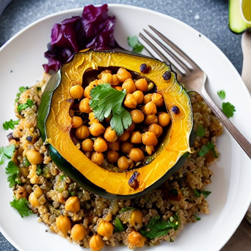 Stuffed Acorn Squash with Rice and Lentils and Chickpeas and Quinoa