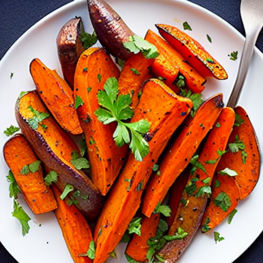 Garlic Herb Roasted Sweet Potatoes and Carrots with Spices and Herbs
