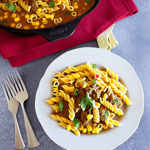 Pasta with Beef and Corn