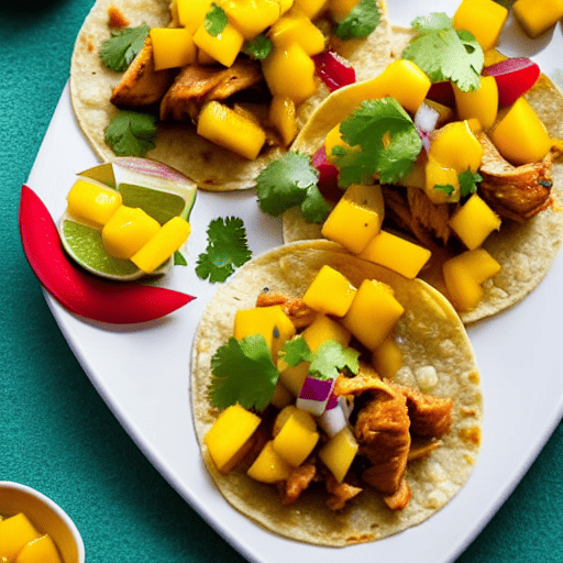 Tacos de Pollo con Salsa de Mango