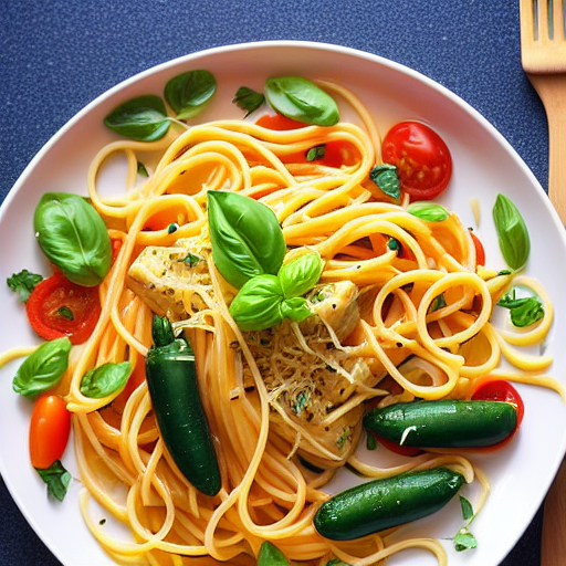 Pasta with Garlic and Vegetables with Cheese