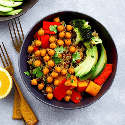 Quinoa and Roasted Vegetable Bowl with Chickpeas