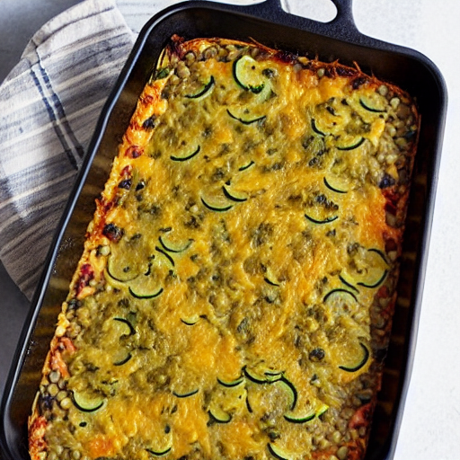 Baked Zucchini and Lentil Bake with Cheese
