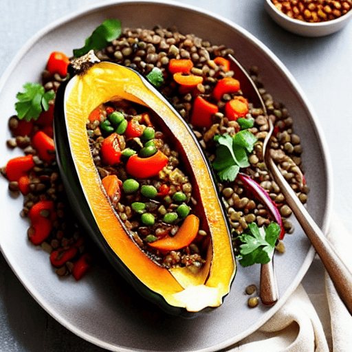 Stuffed Acorn Squash with Lentils and Vegetables