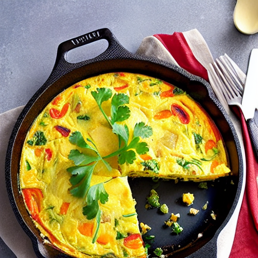 Savory Potato and Vegetable Frittata with Cheese and Spices