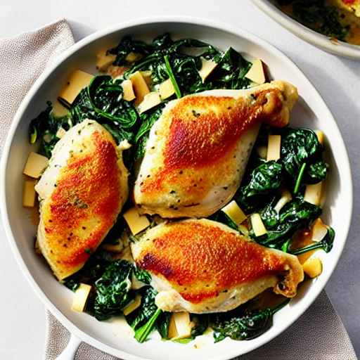 Baked Chicken with Garlic and Spinach and Cheese and Herbs