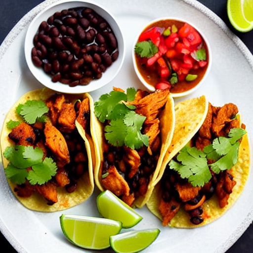 Tacos de Frijoles con Pollo