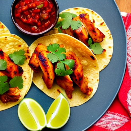 Tacos de Pollo con Salsa de Chipotle