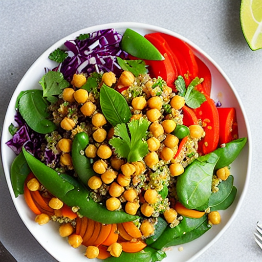 Vegetable and Quinoa Salad with Rice and Chickpeas