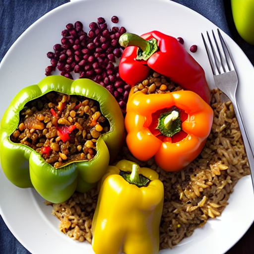 Stuffed Bell Peppers with Lentils and Rice and Spices