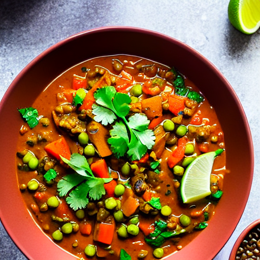 Vegetable and Lentil Curry Bowl with Rice