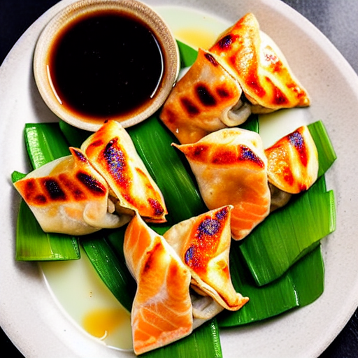 Yaki Gyoza with Tofu and Salmon