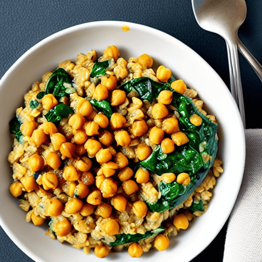 Savory Oatmeal with Spinach and Chickpeas