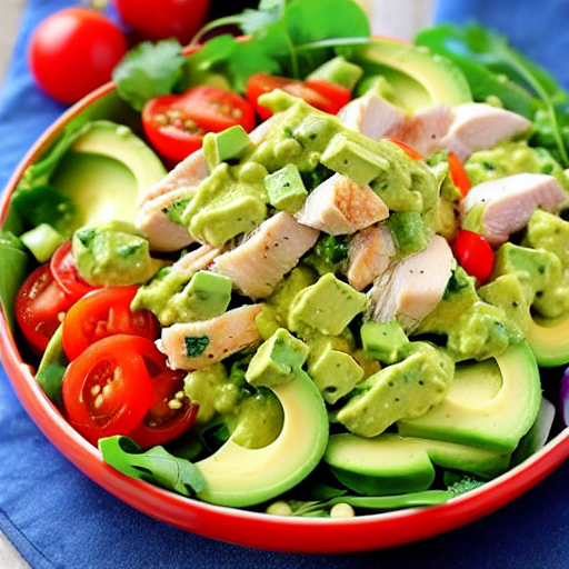 Chicken and Avocado Salad with Dressing