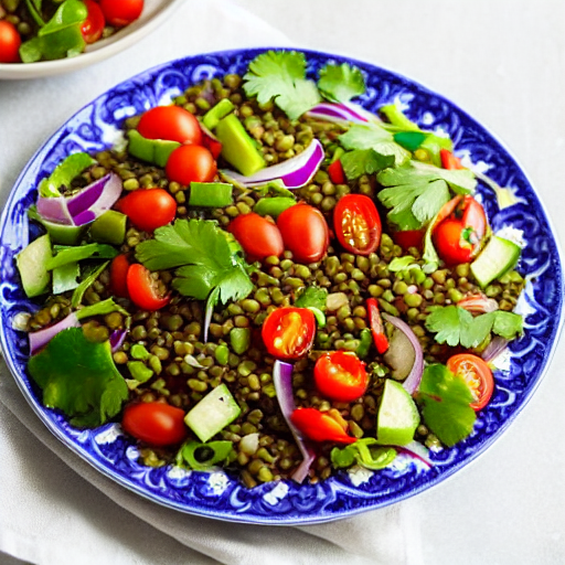 Vegetable and Lentil Salad with Tahini Dressing