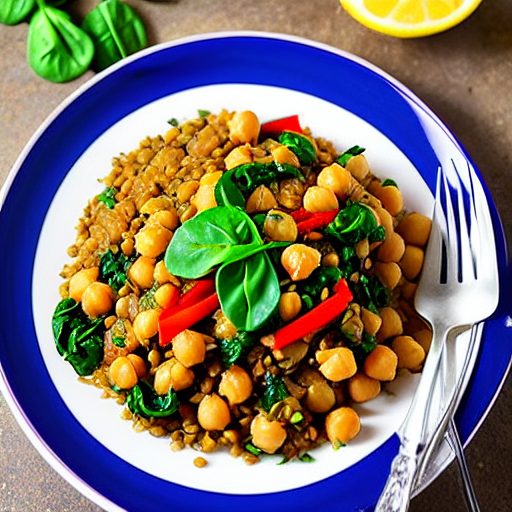 Chickpea and Vegetable Stir-Fry with Lentils and Spinach and Chickpeas and Lentils and Spinach