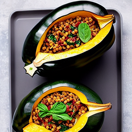 Stuffed Acorn Squash with Lentils and Spinach and Chickpeas and Lentils and Spinach and Lentils and Spinach and Lentils and Spinach and Lentils and Spinach