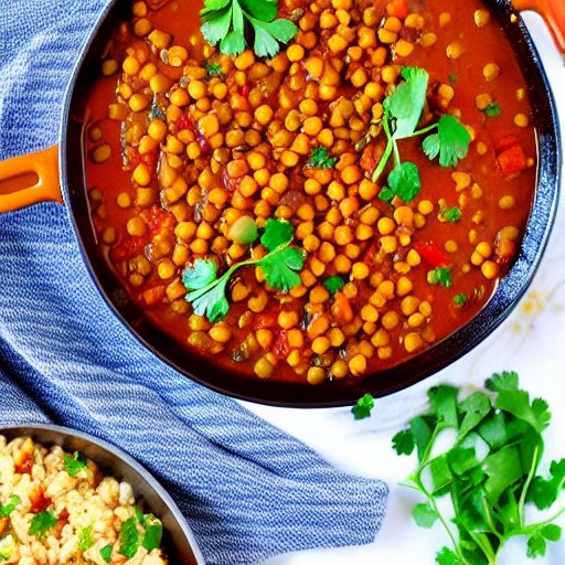 Spicy Lentil and Chickpea Stew with Chickpeas