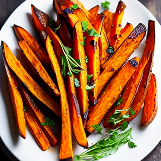 Crispy Baked Sweet Potato Fries with Garlic and Herbs and Spices