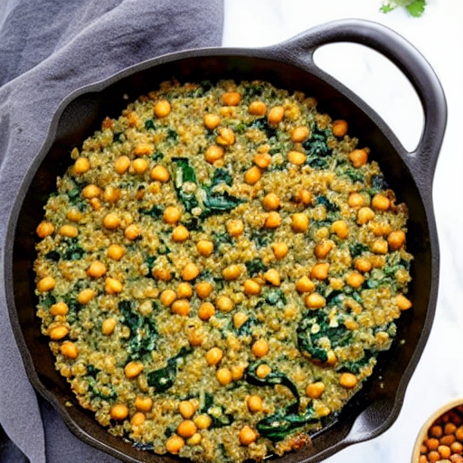 Savory Mushroom and Spinach Quinoa Casserole with Chickpeas