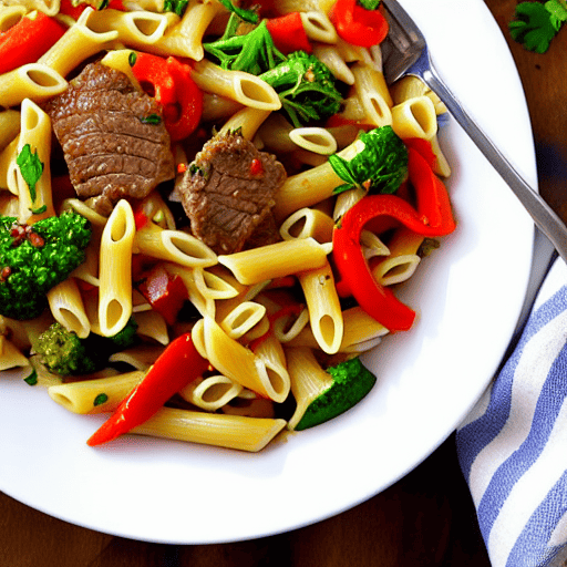 Beef and Vegetable Pasta with Garlic