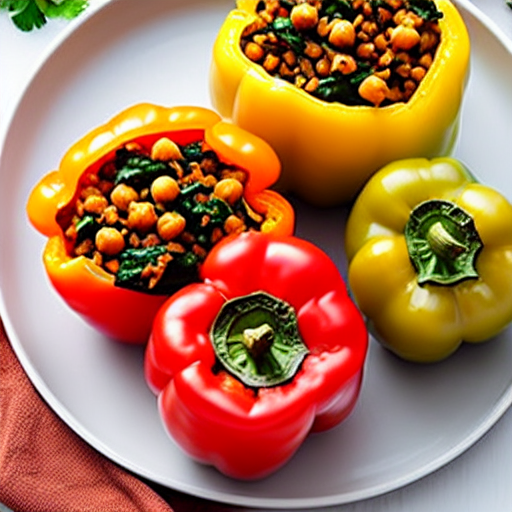 Stuffed Bell Peppers with Lentils and Spinach and Chickpeas and Lentils and Spinach and Lentils and Spinach and Lentils