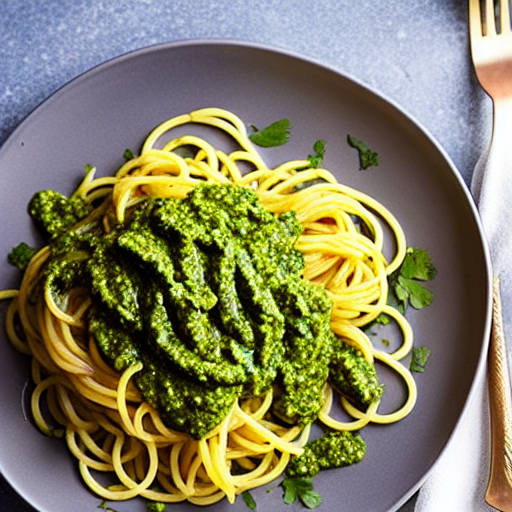 Espaguete com Pesto de Coentro