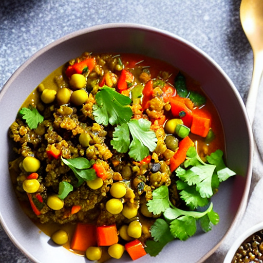 Vegetable and Lentil Curry Bowl with Quinoa
