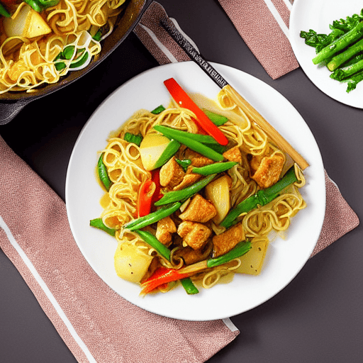 Halal Chicken and Potato Stir-Fry Bake Noodle