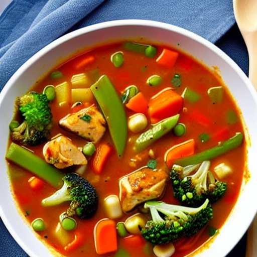 Spicy Chicken and Vegetable Soup Stir-Fry