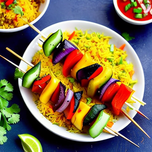 Vegetable Pulao Skewers