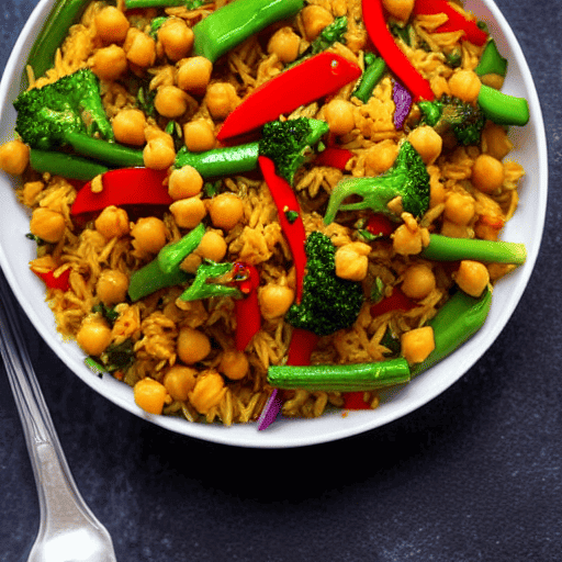 Vegetable and Chickpea Stir-Fry with Rice and Spices