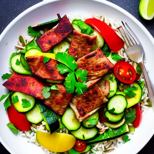 Riz Bil Kousa Wa Fattoush Wa Kebbeh
