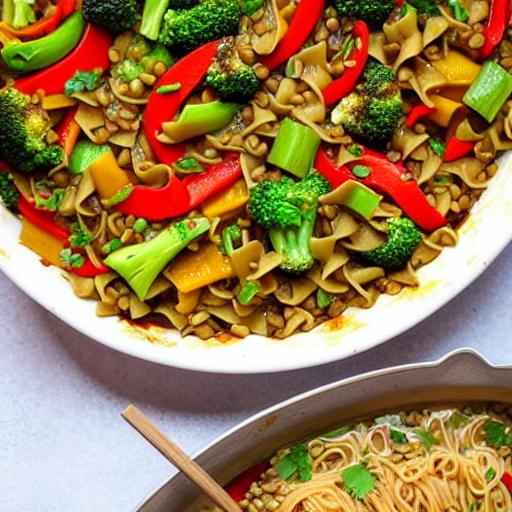 Vegetable and Lentil Noodle Bake Stir-Fry Casserole Noodle