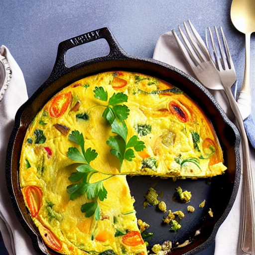 Savory Potato and Vegetable Frittata with Cheese and Spices and Herbs and Spices