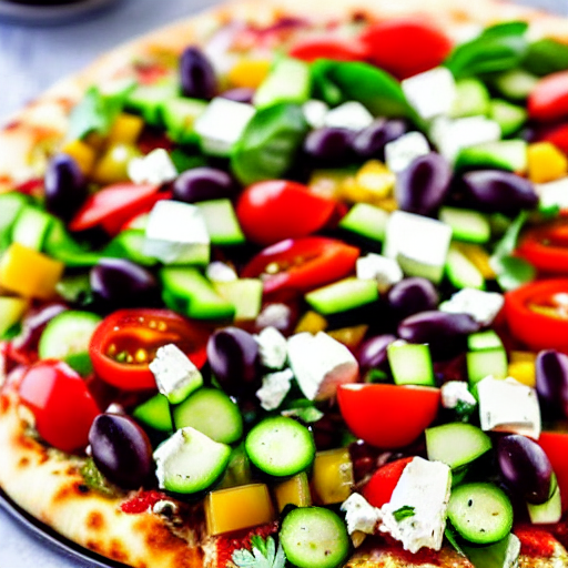Halal Greek Salad Pizza