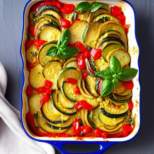 Baked Ratatouille with Cheese and Herbs and Garlic