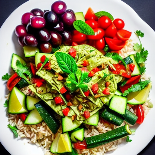 Riz Bil Kousa Wa Fattoush Wa Warak Enab