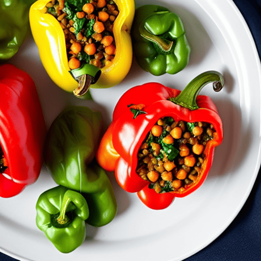 Stuffed Bell Peppers with Lentils and Spinach and Chickpeas and Lentils and Spinach and Lentils and Spinach and Lentils and Spinach and Lentils and Spinach and Lentils and Spinach